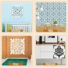 4 piezas de plantillas reutilizables de flores mandala de 12 x 12 pulgadas, plantillas de pared, plantillas de patrones de azulejos, plantillas de dibujo para manualidades, álbumes de recortes, decoración de pared, piso y hogar