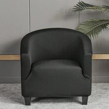 Tub Chair Cover Stretch Club Armchair Spandex Jacquard Round Chair Slipcovers Elastic Stretch Tub Chair Cover Armchair Seat Sofa Covers Full Slipcover - Black - View 2