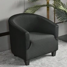 Tub Chair Cover Stretch Club Armchair Spandex Jacquard Round Chair Slipcovers Elastic Stretch Tub Chair Cover Armchair Seat Sofa Covers Full Slipcover - Black - View 4