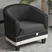 Tub Chair Cover Stretch Club Armchair Spandex Jacquard Round Chair Slipcovers Elastic Stretch Tub Chair Cover Armchair Seat Sofa Covers Full Slipcover - Black - View 7