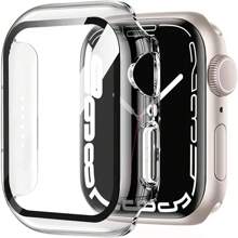 2 个装 40 毫米 41 毫米 44 毫米 45 毫米透明表壳适用于 Apple Watch Series 8 7 6 5 4 SE 钢化玻璃屏幕保护壳，全覆盖硬质防震 Apple Watch 保护套 - 無色 - 查看 1