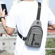 Bolsa de Ombro Transversal Masculina Mochila Esportiva e Casual - Preto - Visão 4
