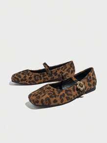 Bequeme und modische Leoparden Muster Ballerinas mit Plissee und spitzer Zehenform, vielseitig für jede Gelegenheit, auch für Halloween