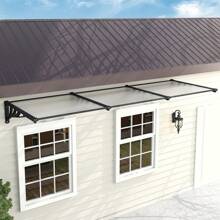 LIVINGANDHOME Living And Home Door Window Awning Canopy Rain Cover - 270cm W x 90cm D x 28cm H  Black - View 2