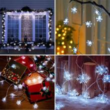 1 Peça Luz de Cordão de Floco de Neve de Natal de 1,5 m/4,92 pés, 3 m/9,84 pés ou 6 m/19,69 pés, LED de 3 cores (quente, branco, colorido), cria ambiente romântico, adequado para uso interno, externo, quarto, jardim, barraca, parapeito de janela, casamento, Natal, festa, decoração, decoração de quarto, decoração de Natal, iluminação de Natal, decoração de quarto, decoração de casa, decoração de festa, decoração de feriados, festival de Natal, presente de Natal, decoração de árvore de Natal, enfeites
