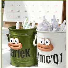 1 件趣味大嘴铁笔筒，创意可爱学生办公桌收纳盒，化妆品收纳盒，适用于学校办公室，办公桌装饰，办公桌垃圾桶，需要 DIY 设计，铅笔盒，铅笔袋，书包 - 彩色 - 查看 9