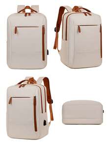 1 Balo du lịch đa chức năng thời trang có thiết kế quai xách. Túi làm việc tối giản di động có nhiều ngăn. Túi đi học cá tính có cổng sạc USB. Dành cho trường đại học, trung học, công việc, kinh doanh, đi làm, ngoài trời, du lịch, đi chơi, sân vận động, hàng ngày, đi bộ đường dài, trở lại trường. Dành cho phụ nữ, quý bà, nam giới, bé trai, bé gái, sinh viên đại học, cho người mới vào nghề, nhân viên văn phòng, nhân viên văn phòng. Dành cho mùa thu và mùa đông. - Màu be - Xem 3