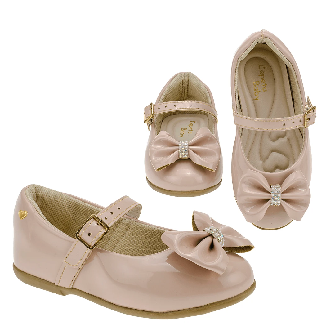 Children's Shoes For Girls, Doll Model, Beautiful With Bow, Colors, Modern And Casual - Màu hồng gỉ - Xem 1