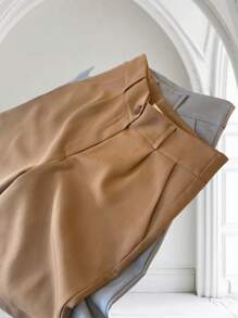 High Waist And Shape! Elegant Wide-Leg Tailored Bermuda Shorts, Perfect Fit For Work And Versatility - 棕色 - 查看 3