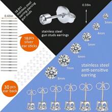 Professional Ear Piercing Gun-With 13 Pairs Stainless Steel Ear Studs & 9 Pairs S925 Silver Ear Sticks-Reusable Ear Piercing Kit - Little Blue Gun - View 4