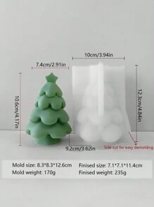 自制圣诞树蜡烛硅胶模具 - 奶油色设计，适用于芳香疗法和扩散石，完美的节日礼物工艺品 - 白色 - 查看 7