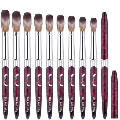 Kolinsky 丙烯酸指甲刷 - 柔软刷毛，涂抹顺滑，非常适合 DIY 和沙龙美甲，无香