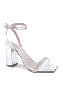 Women's 9" Block Heel Rhinestone Sandal - 銀色 - 查看 2