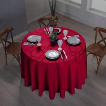 Round Jacquard Tablecloth In Various Sizes And Colors. Dining Tablecloth For Your Table Setting - 紅色 - 查看 3