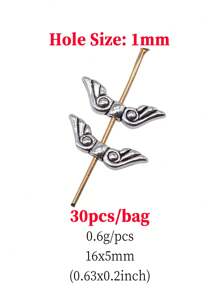 30 peças/saco 16x5mm contas de asas de anjo com furos pequenos acessórios de joias para fazer joias faça você mesmo brincos, colares, pulseiras, chaveiros