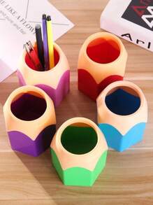 5入組/套鉛筆形筆筒桌子收納杯子卡通文具架創意化妝工具收納合適和辦公室裝飾用品(鉛筆和眼鏡不包含,隨機顏色)