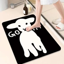 1 tấm thảm phòng tắm bằng cao su dày 0,35cm màu đen họa tiết dê dễ thương, thảm nhà tắm thấm hút cao có đế chống trượt, cách âm và bền, thảm trang trí nhà mềm mại có thể giặt được cho lối vào phòng tắm, khu vực bồn tắm, phòng tắm vòi sen - màu đen - Xem 7