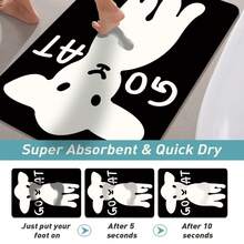 1 tấm thảm phòng tắm bằng cao su dày 0,35cm màu đen họa tiết dê dễ thương, thảm nhà tắm thấm hút cao có đế chống trượt, cách âm và bền, thảm trang trí nhà mềm mại có thể giặt được cho lối vào phòng tắm, khu vực bồn tắm, phòng tắm vòi sen - màu đen - Xem 9