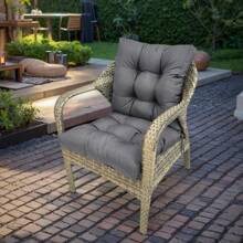 Back Chair Cushion Waterproof Polyester Rocking Chair Cushion With Non-Slip Ties Anti-Fading Deep Seat Chair Cushions, Outdoor Dining Chair Cushion For Patio Cushion Furniture - 深灰色 - 查看 6