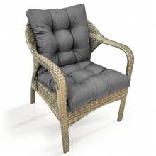 Back Chair Cushion Waterproof Polyester Rocking Chair Cushion With Non-Slip Ties Anti-Fading Deep Seat Chair Cushions, Outdoor Dining Chair Cushion For Patio Cushion Furniture - 深灰色 - 查看 4