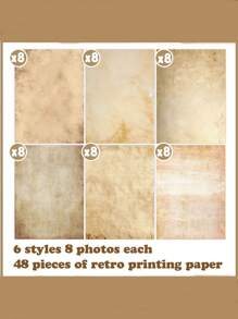 48 Sheets Vintage A4 Double-Sided Letter Writing Paper DIY Scrapbooking Craft Paper - Brown - View 3