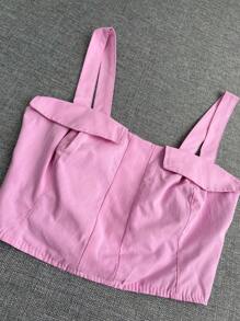 TRICOLINE CROPPED TOP - 粉色 - 查看 1