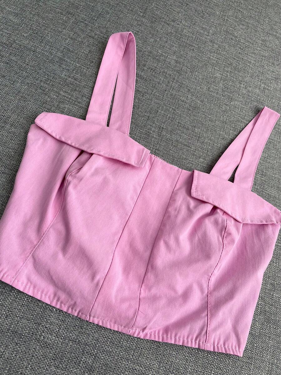 TRICOLINE CROPPED TOP - 粉色 - 查看 1