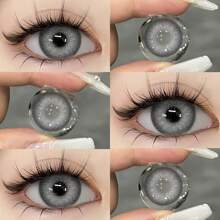 1 Pair Soft Color , 1 Year Replacement, 2pcs/Pack, 40% Water Content, High Quality Lens, Suitable For Autumn Wear, Great Gift Item - Grey - View 1