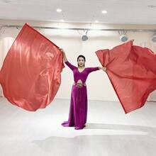 肚皮舞道具渐变半圆旗彩色纱巾配伸缩棍半圆崇拜天使翅膀旗肚皮舞舞台表演配件 - 彩色 - 查看 21