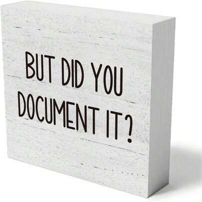 1pc 4-Inch PVC "But Did You Record It?" Decorative Funny Office PVC Box Sign, Home Office Decor, Rustic Farmhouse Style Square Desk Decor Sign, Suitable For Bookshelf