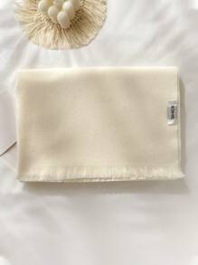 1pc Faux Cashmere Solid Color Short Tassel Scarf For Women, Fashionable Shawl Wrap Warm Neck Scarf, Suitable For Fall/Winter Accessories Women