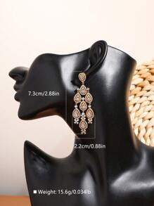 1 Pair Luxury CZ Teardrop Tassel Dangle Earrings For Women Wedding Party