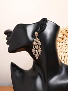 1 Pair Luxury CZ Teardrop Tassel Dangle Earrings For Women Wedding Party