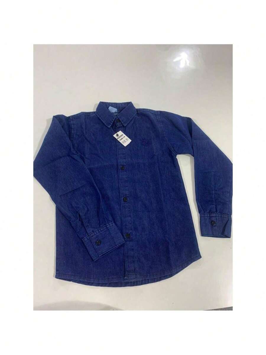 Children's Jeans Shirt, Youth Elastane, Ready For Delivery, 4, 6, 8, 10, 12, 14 And 16 Years Old - 藍色 - 查看 1