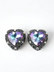 1/5pcs Multicolor Metal Rhinestone Gem Heart Shaped Hollow DIY Beads, Suitable For Family, Couple, Friend Handmade Jewelry, Pendant, Necklace, Earrings, Keychain, Phone Charm, Decorative Gift Valentines