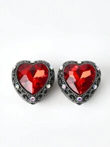 1/5pcs Multicolor Metal Rhinestone Gem Heart Shaped Hollow DIY Beads, Suitable For Family, Couple, Friend Handmade Jewelry, Pendant, Necklace, Earrings, Keychain, Phone Charm, Decorative Gift Valentines
