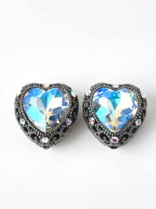 1/5pcs Multicolor Metal Rhinestone Gem Heart Shaped Hollow DIY Beads, Suitable For Family, Couple, Friend Handmade Jewelry, Pendant, Necklace, Earrings, Keychain, Phone Charm, Decorative Gift Valentines