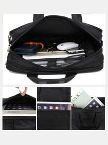 Large Nylon Men's Briefcase Briefcase Laptop Bag - 黑色 - 查看 2