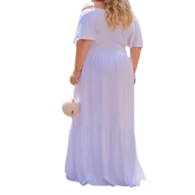 Women's Long  Dress With Ruffles Plus Size Party - trắng - Xem 3