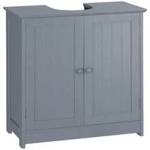 HOMCOM Under Sink Bathroom Cabinet With 2 Doors And Shelf, Pedestal Sink Bathroom Vanity Cabinet, Gray - 1 - 查看 1