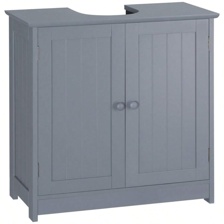 HOMCOM Under Sink Bathroom Cabinet With 2 Doors And Shelf, Pedestal Sink Bathroom Vanity Cabinet, Gray - 1 - 查看 1