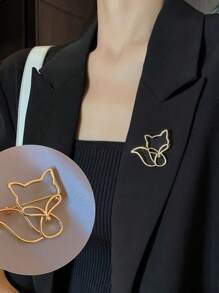 1pc Fashionable Versatile Fox Shaped Brooch Suitable For Women's Wear - Gold - View 1