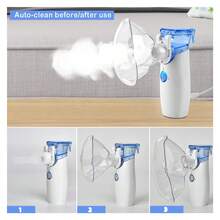 Handheld Portable Nebulizer - Nebulizer For Adults And Children, Micro Mesh Spray Home Nebulizer With 3 Nebulizing Masks And Adjustable Nebulizing Rate For Upper And Lower Respiratory Infections / Rhinitis And Nasal Congestion, Handheld, Dual Power Mode, Portable And Easy To Use, Relieve Cough And Other Symptoms - White - View 9
