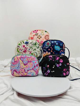 2024 European And American Popular New Original Niche Design, Casual Fresh And Simple Flower Print Multifunctional Shell Bag Saddle Bag, Young And Fashionable Casual Street Shoulder Crossbody Handbag New Women's Bag, Black, Pink, Beige, Blue, Light Blue Zipper Opening PU Women's Bag Fashionable And Avant-Garde Personalized Crossbody Bag, Suitable For Women (Hand Cut, Flower Pattern May Not Match The Picture, Product Does Not Include Photo Props)