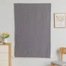 1 件高端优雅现代清新纯色窗帘，厚实遮光，无需钻孔自粘式，适用于客厅和卧室 - 灰色 - 查看 4