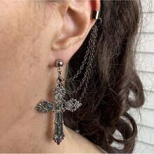 新款哥特式黑暗十字设计耳钉 - 歌德式十字耳環 - 查看 4