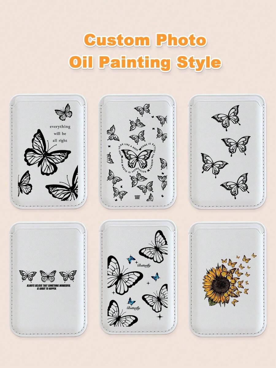 Customized Magnetic Card Holder With Butterfly Pattern, Personalized Gift