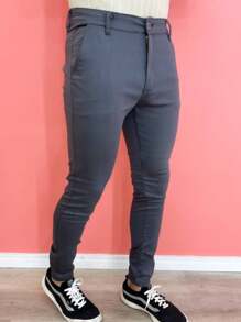 Men's Twill Pants With Elastane, Sporty Fine - 長春花藍 - 查看 1