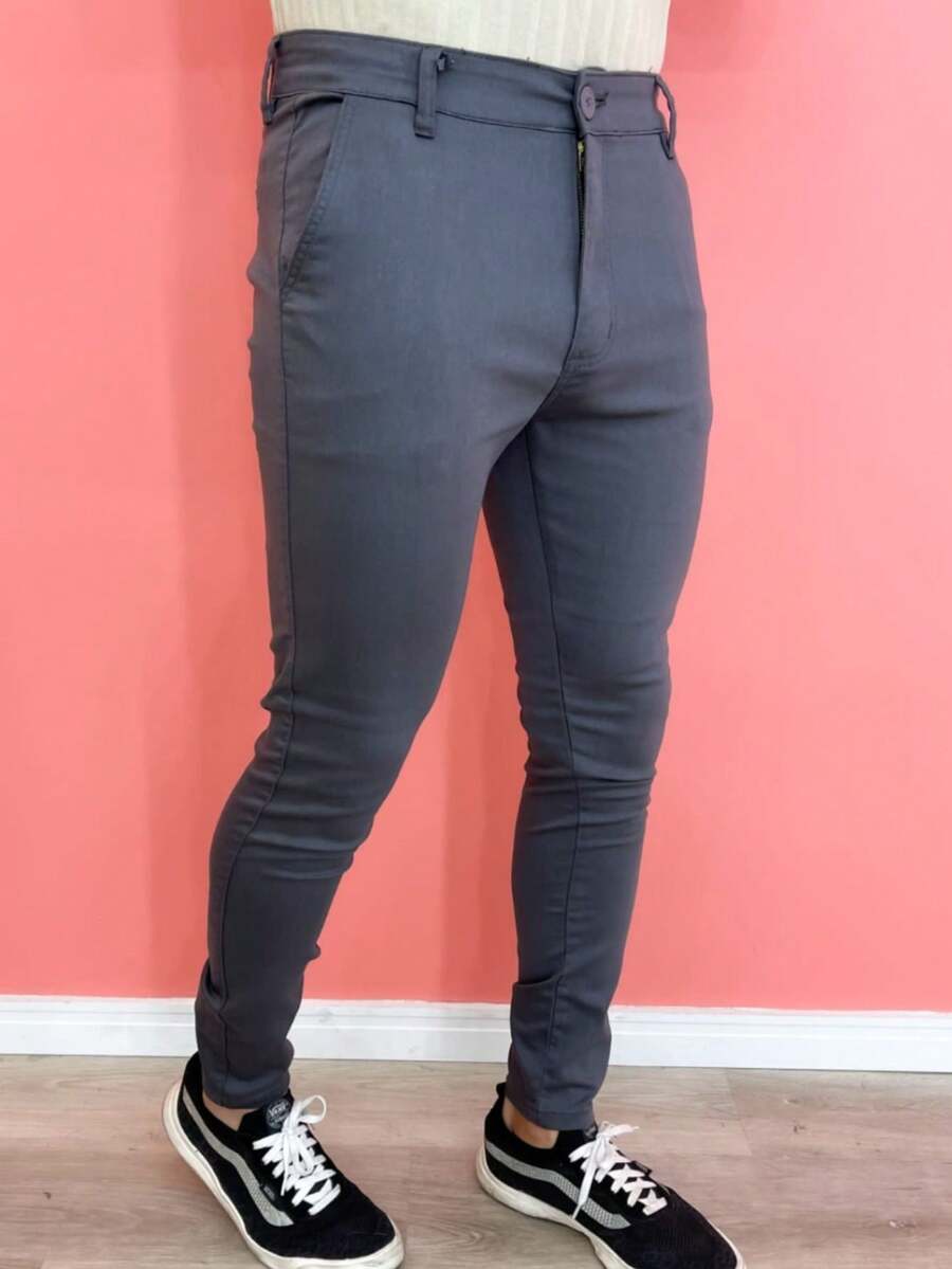 Men's Twill Pants With Elastane, Sporty Fine - 長春花藍 - 查看 1