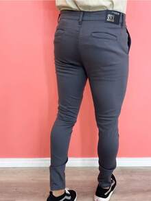 Men's Twill Pants With Elastane, Sporty Fine - 長春花藍 - 查看 2